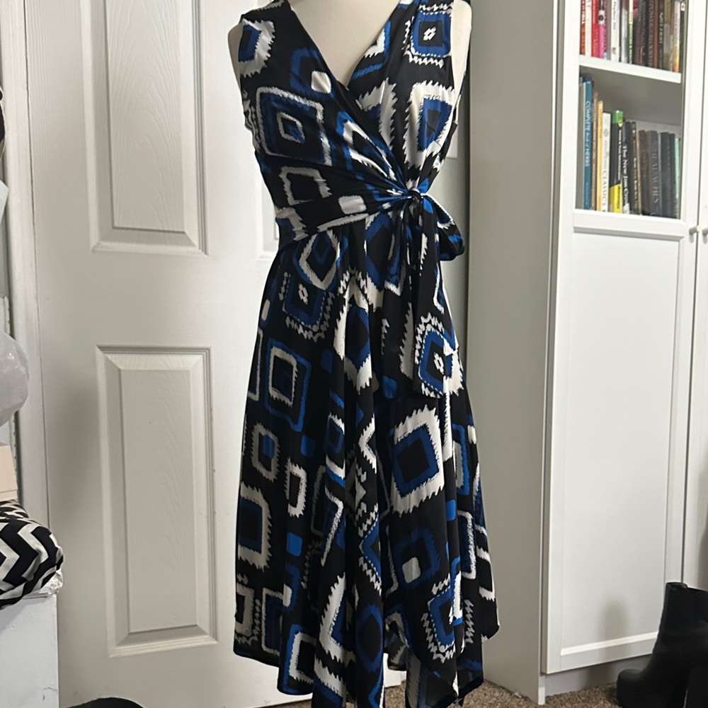 INC International Concepts Asymmetrical Dress in Blue and Black